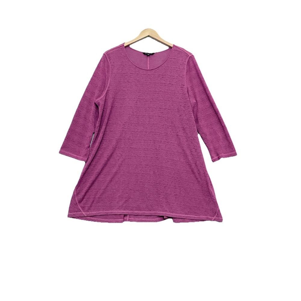 John Mark Womens Knit Tunic Top Size XL Lightweight Beachy Travel Flowy Purple